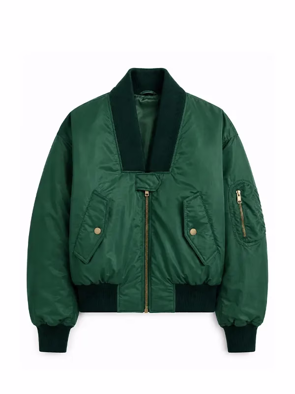 Women-Satin-Bomber-Jacket.avif Women Oversized Technical Satin Bomber Jacket - Image 1