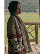 Yellowstone S05 Kelsey Asbille Grey Aztec Print Cardigan
