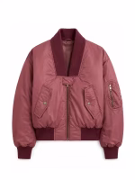 Women Oversized Technical Satin Bomber Jacket - Image 3