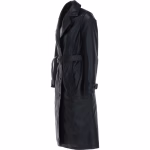 Black Casual Three Quarter Leather Trench Coat For Women - Image 2
